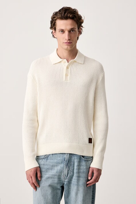 Guess Jeans Sweter męski bawełniany beżowy M6BR54 Z1720