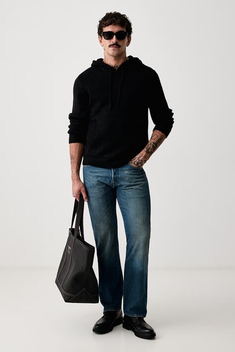 Guess Jeans Sweter męski z dodatkiem wełny czarny M6BR08 Z1231
