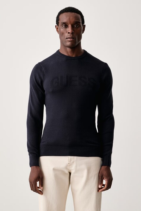 Guess Pulover za muškarce s viskozom NOBURO mornarsko plavi M6BR16 Z1364