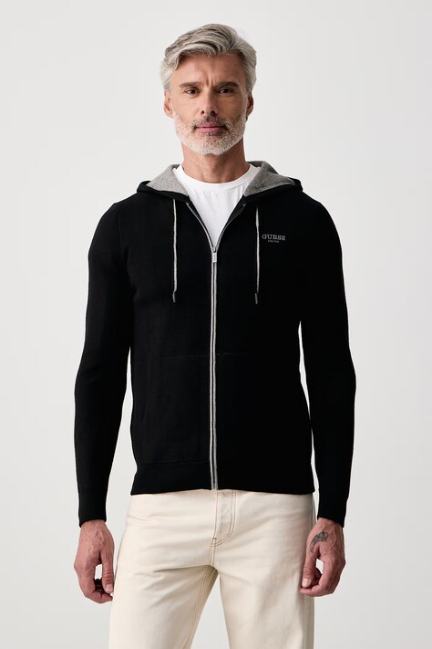 Guess Bluza z kapturem męska z dodatkiem wełny NOLAN czarna M6BR12 Z1360