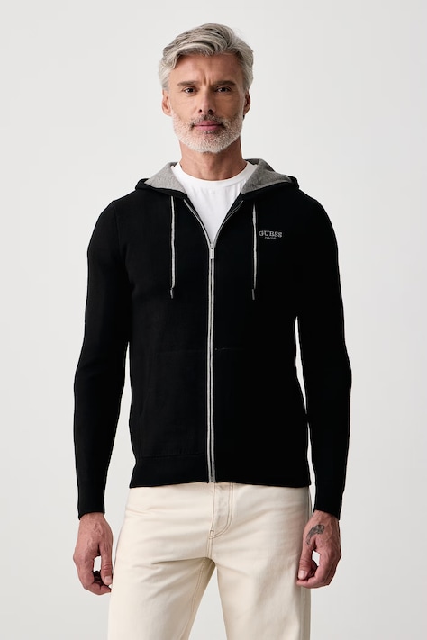 Guess Bluza z kapturem męska z dodatkiem wełny NOLAN czarna M6BR12 Z1360