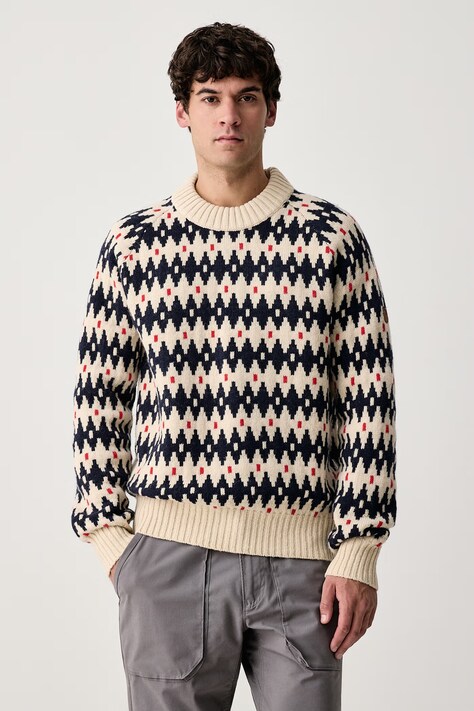 Fjallraven Sweter męski wełniany Ovik Jacquard beżowy F12600358-191-555
