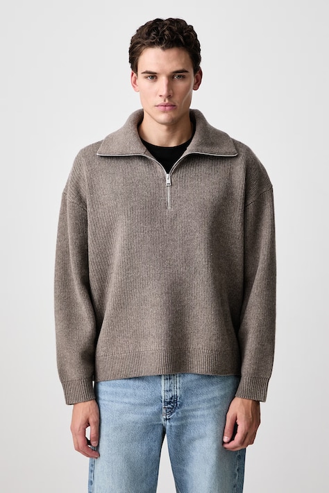 Frame RETRO POLO SWEATER półgolf wełniany męski brązowy MF26KSW011