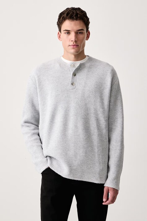 Levi's Pulover moški z dodatkom volne WOODACRE HENLEY siv 007T3