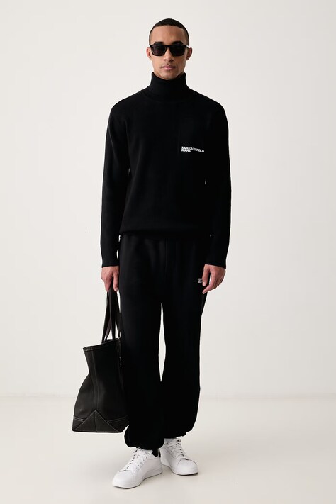Karl Lagerfeld Jeans светр чоловічий з бавовною — AW26-SWMZFJ, чорний — фото 2