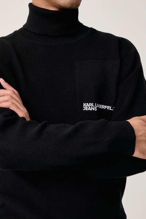 Karl Lagerfeld Jeans светр чоловічий з бавовною — AW26-SWMZFJ, чорний — фото 4