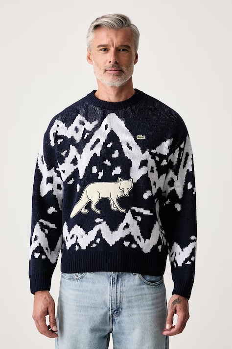 Lacoste Sweter męski z wełną granatowy AH9909