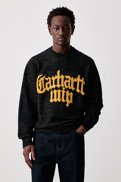 Carhartt WIP Blackletter Sweater sweter męski z dodatkiem wełny czarny I037375