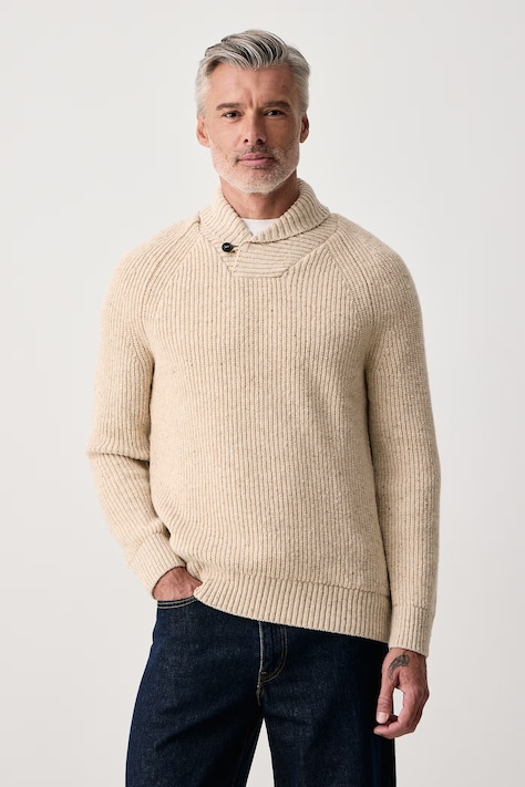 Barbour Sweter męski z wełną beżowy MKN1756