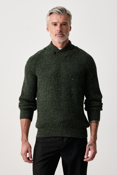 Barbour Sweter męski z wełną zielony MKN1756