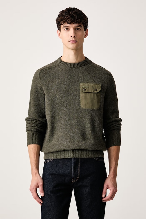 Barbour Sweter męski wełniany Stockham zielony MKN1730