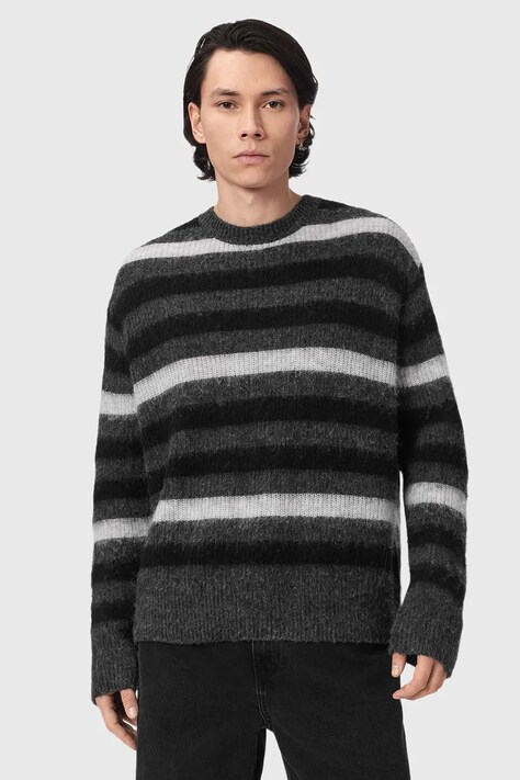 AllSaints Sweter męski z wełną SAMMIE szary M002KF