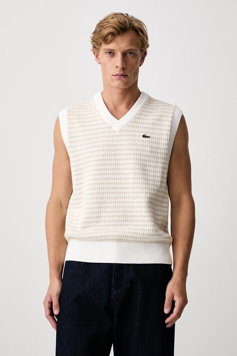 Lacoste Kamizelka z bawełną męska beżowa AH8577