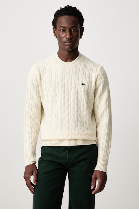 Lacoste Sweter wełniany męski beżowy AH2924