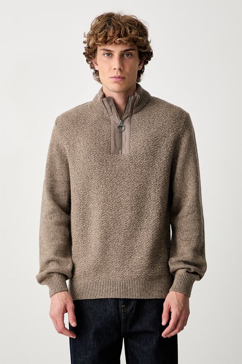 Barbour sweter z wełną męski beżowy MKN1731SG51