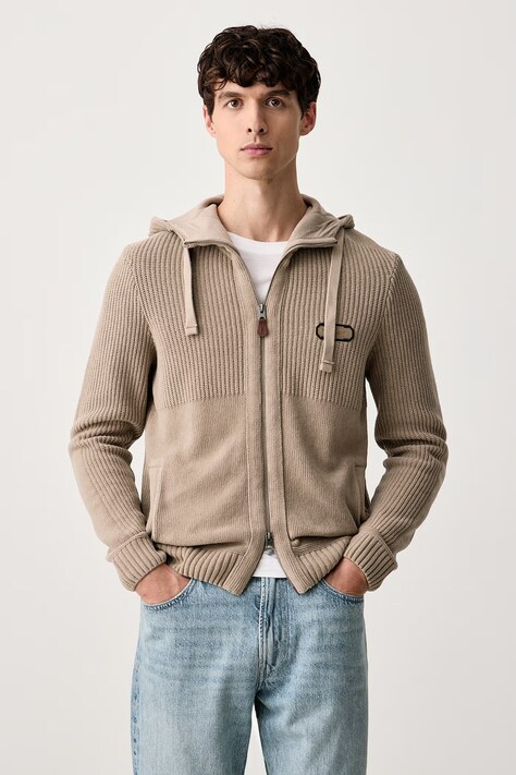 Aeronautica Militare Sweter męski bawełniany beżowy MA1671UL00954
