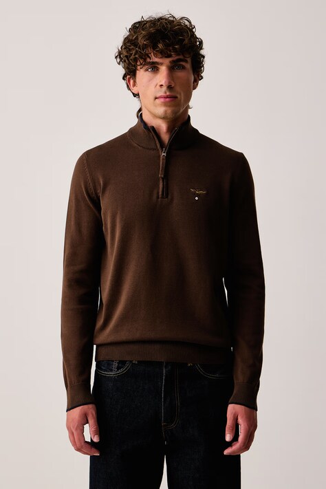 Aeronautica Militare Sweter męski bawełniany brązowy MA1670UL00506