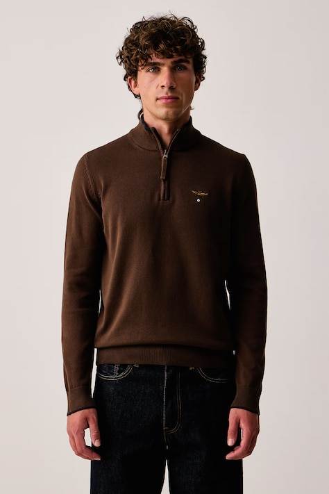 Aeronautica Militare Sweter męski bawełniany brązowy MA1670UL00506