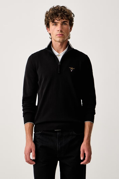 Aeronautica Militare Sweter męski bawełniany czarny MA1670UL00506