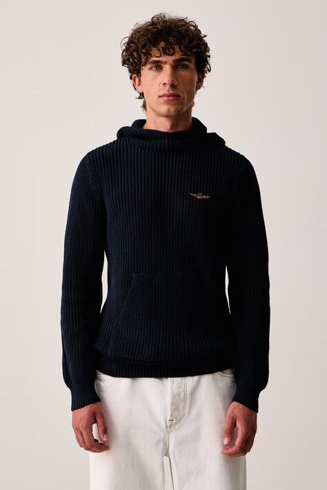 Aeronautica Militare Sweter męski bawełniany granatowy MA1665UL00409