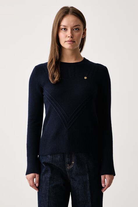 Aeronautica Militare Sweter damski z dodatkiem wełny granatowy MA1657DL00945