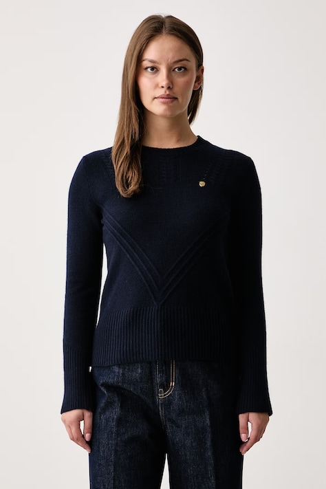 Aeronautica Militare Sweter damski z dodatkiem wełny granatowy MA1657DL00945
