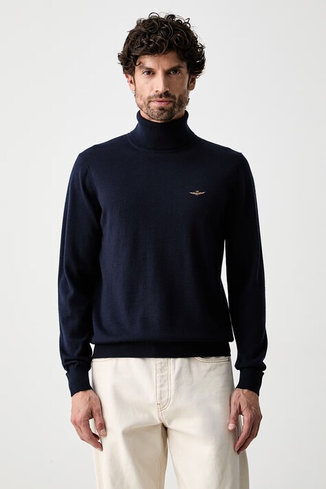 Aeronautica Militare golf męski z wełną granatowy MA1644UL00415