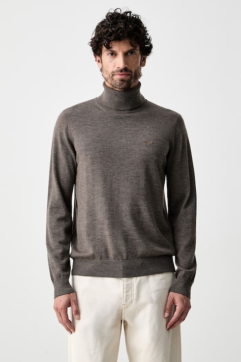 Aeronautica Militare golf męski z wełną brązowy MA1644UL00415
