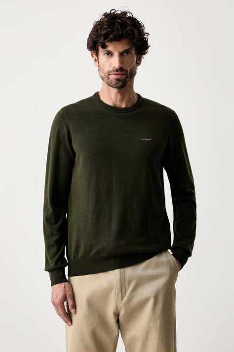 Aeronautica Militare sweter męski wełniany zielony MA1641UL00415