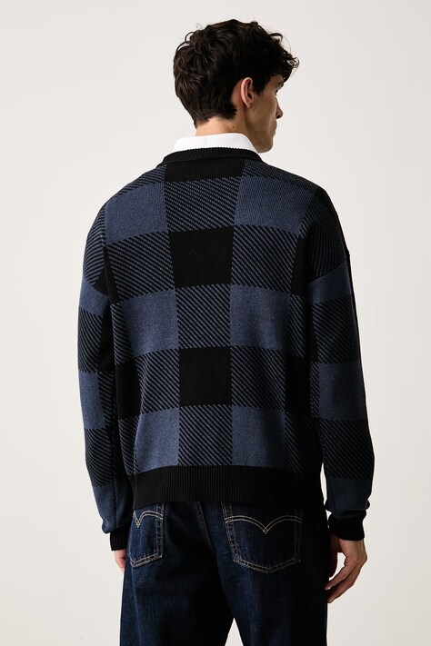 HUGO Blue светр чоловічий з бавовною Stuvee — AW26-SWMZKA, чорний — фото 3