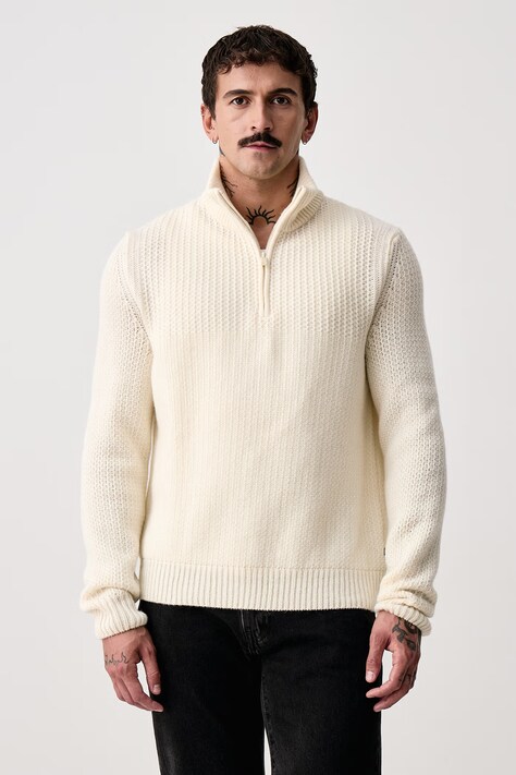 BOSS Orange Sweter męski z wełną Kenter beżowy 50571402