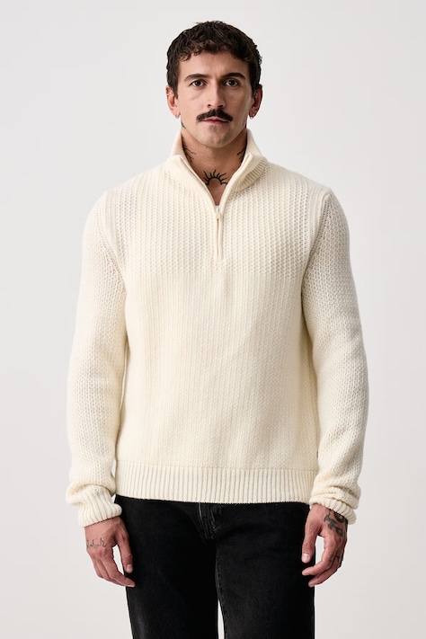 BOSS Orange Sweter męski z wełną Kenter beżowy 50571402