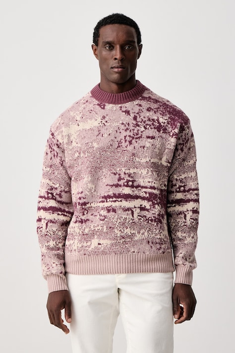 BOSS Orange Sweter męski z dodatkiem wełny Kastet różowy 50571400