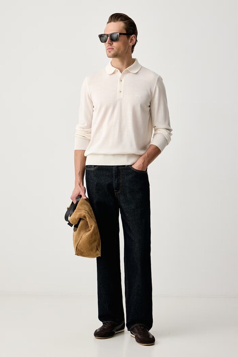 BOSS Sweter męski wełniany H-Lancione-L biały 50571927