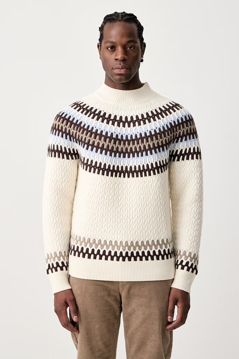 BOSS Sweter męski wełniany C-Fiotto beżowy 50570654
