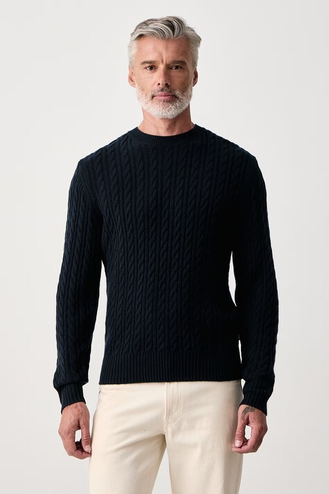 BOSS Sweter męski wełniany H-Furlan granatowy 50570645