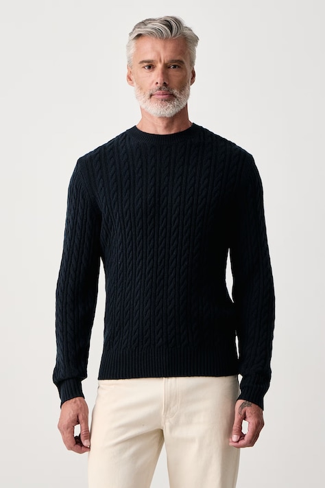 BOSS Sweter męski wełniany H-Furlan granatowy 50570645