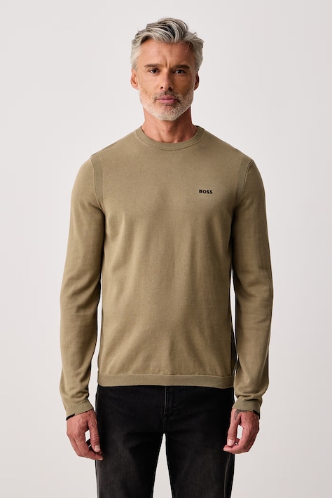 BOSS Green Sweter męski bawełniany KN_Ever-X CN beżowy 50556145