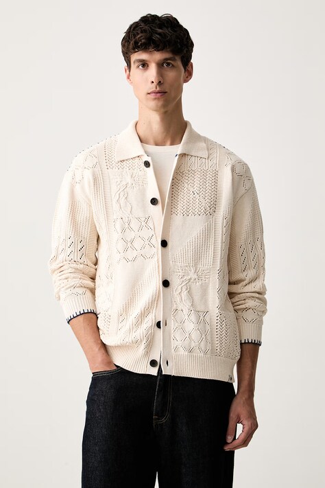 Scotch & Soda kardigan męski bawełniany beżowy 183604
