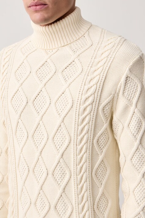 U.S. Polo Assn. светр чоловічий бавовняний HERITAGE ARAN NEP KNIT ROLL NECK — фото 4