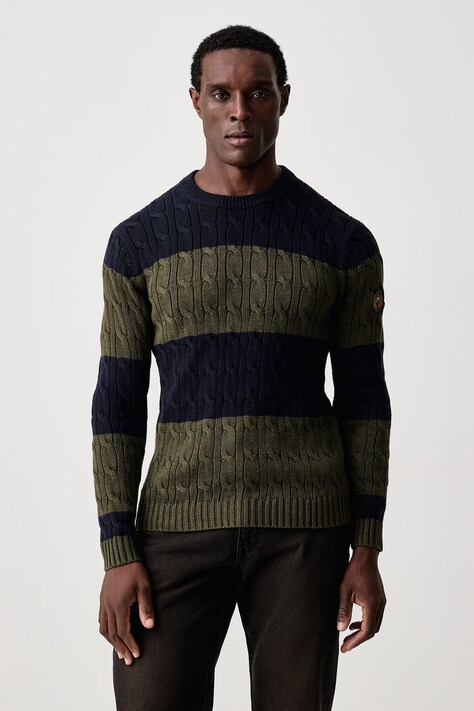 Hackett London Sweter męski bawełniany granatowy HM7000291
