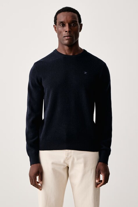 Hackett London Sweter męski wełniany granatowy HM7000287