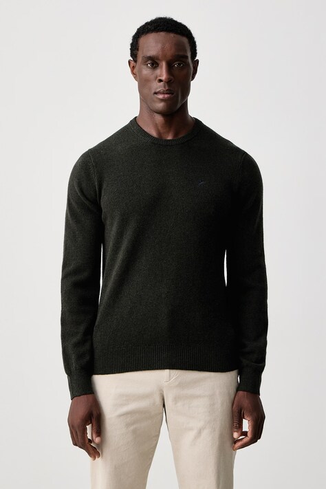 Hackett London Sweter męski wełniany zielony HM7000287