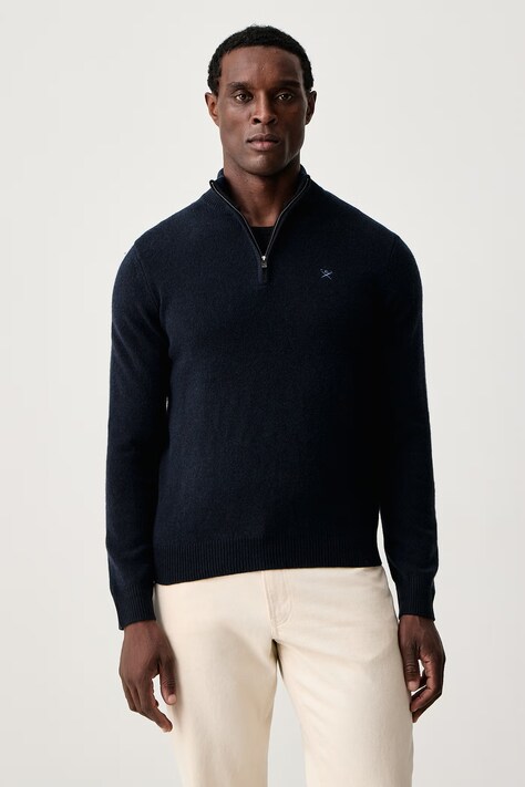 Hackett London Sweter męski wełniany granatowy HM7000286