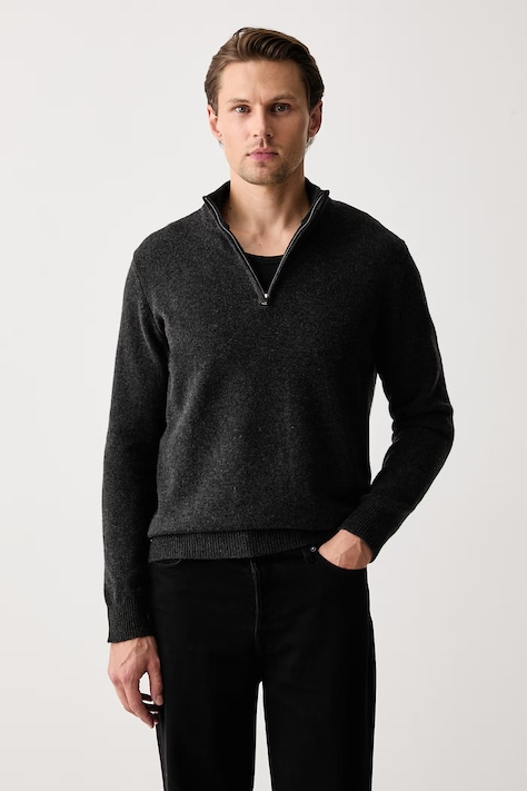 Hackett London Sweter męski wełniany szary HM7000286