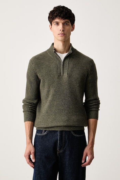 Hackett London sweter męski wełniany zielony HM7000282