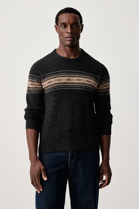 Hackett London Sweter męski z wełny merino szary HM7000269