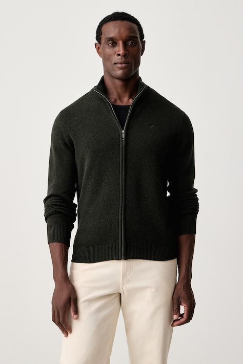 Hackett London Sweter rozpinany męski wełniany zielony HM7000257