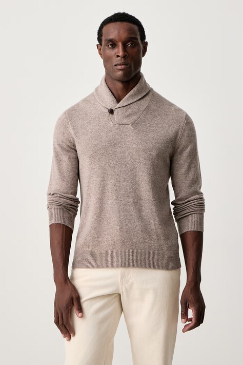 Hackett London Sweter męski z wełną merino beżowy HM7000246