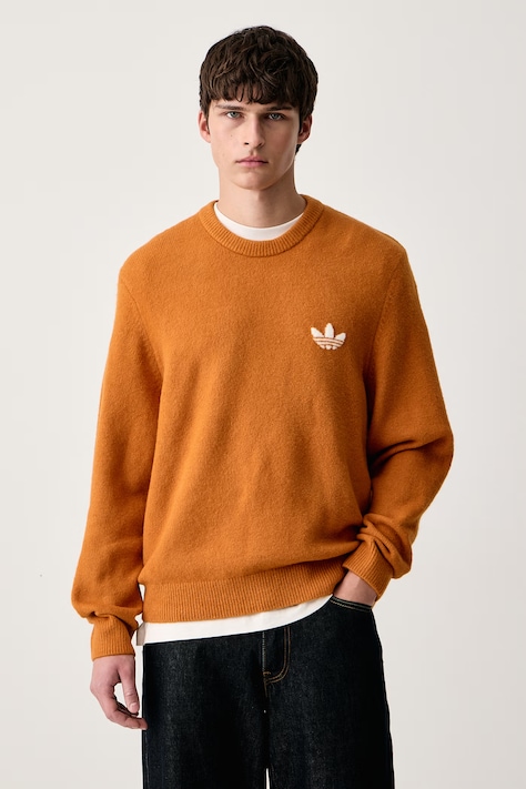 adidas Originals Πουλόβερ ανδρικό με μαλλί Trefoil Essentials πορτοκαλί LC7650